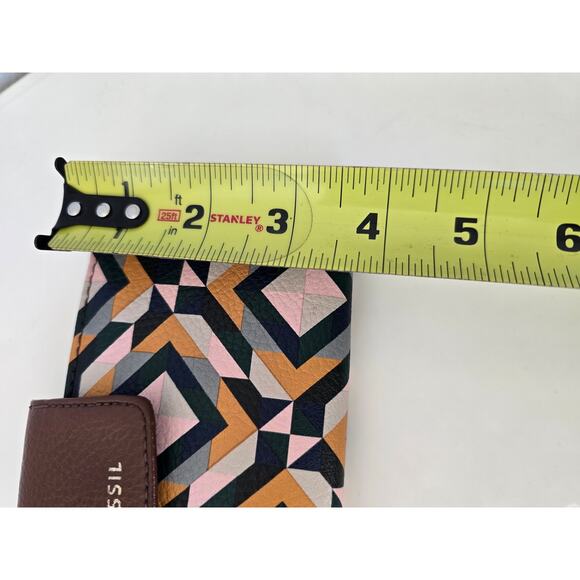 FOSSIL Geometric Print Wallet Multicolor Snap Closure Boho Retro Style Y2K - Picture 5 of 7